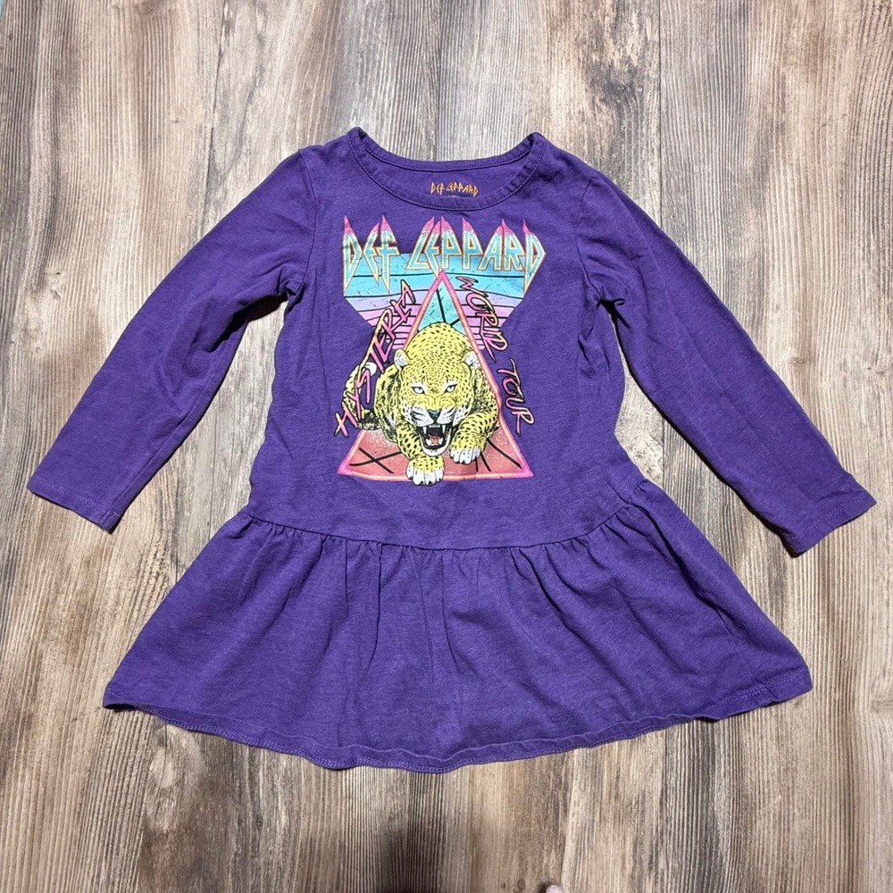 Retro Def Leppard Dress Purple Hysteria World Tour Rocker 4T